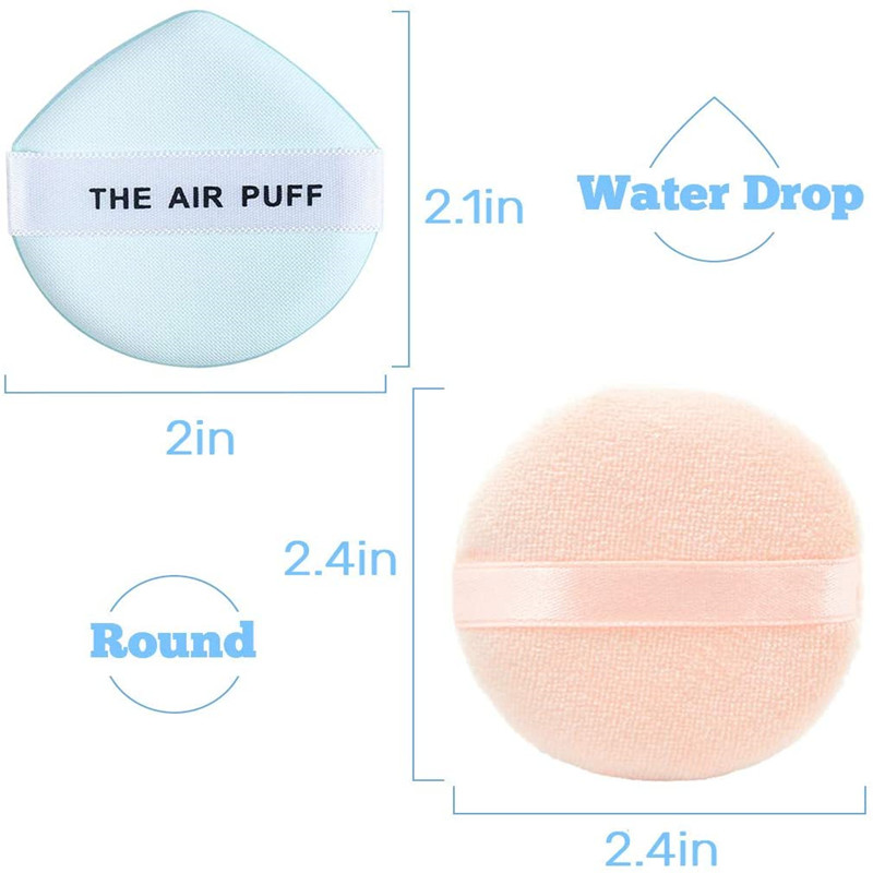 Velour Puff Makeup Powder Puffs Sponge with Air Cushion Puff Set Fluffy Powder Puff Round Sponge Cosmetic Water Drop Powder Latex Free Foundation Sponge Face Puff for Dry &Wet Use