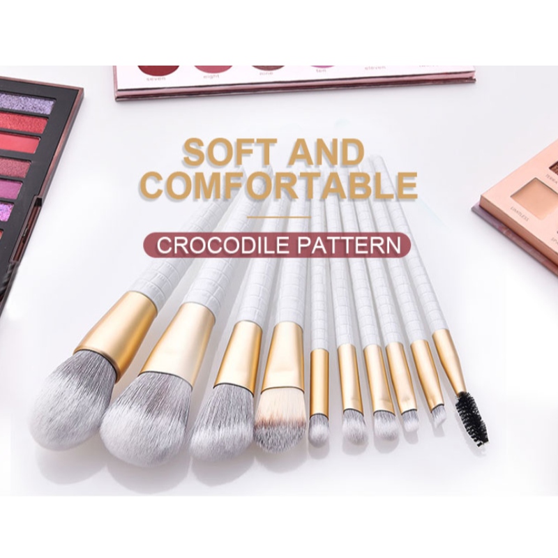 2020 Novo conjunto de pincéis para cosméticos com padrão de crocodilo com fibra fosca